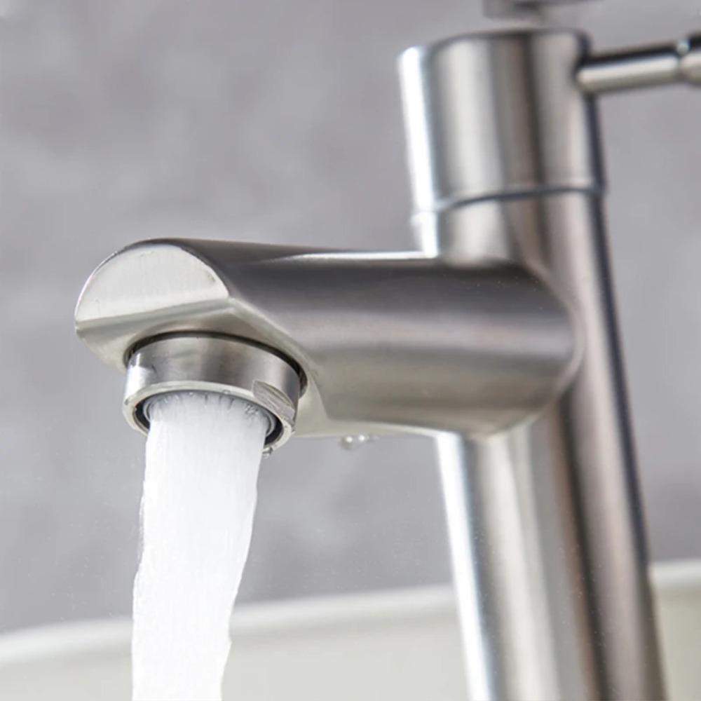 Quick Open Single Cold Faucet Stainless Steel Washbasin Tap Heighten Washbasin Faucet  Hotel