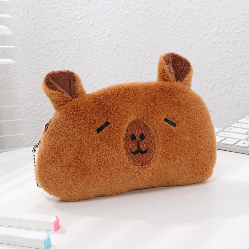 

1 шт. милый плюшевый чехол для ручки Capybara, сумка для хранения карандашей с изображением животных, многофункциональный чехол для канцелярских принадлежностей большой емкости A3