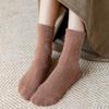 Style Solid Color Student Breathable Women Socks Floor Socks Mid-Tube Hosiery Mink fur Fleece Socks