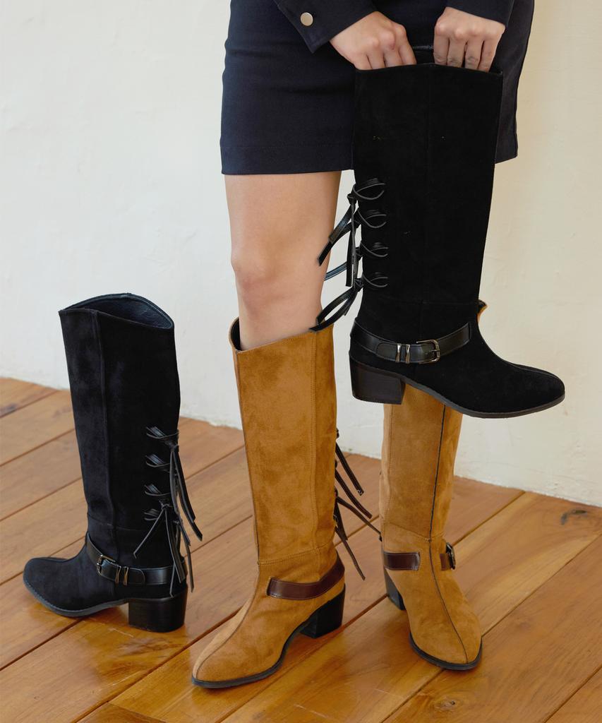 Cesti Romantische Vintage Wildleder Langstiefel (Bräunen)