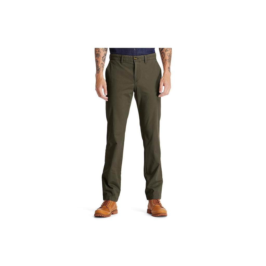 Timberland Casual Elastic Straight Breathable Solid Color Pants Men bottoms Army-Green A2BZA-A58