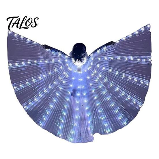 Flexible Polyester Glowing Wings LED Light Up Belly Dance for Adults Kids, Halloween Costume Performance Props Immersive Visual Equipment with