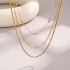 GEMCHIC Women's Stainless Steel 3-Layer Layered Chain Necklace Titanium Steel Paperclip Chain Versatile Choker Wholesale