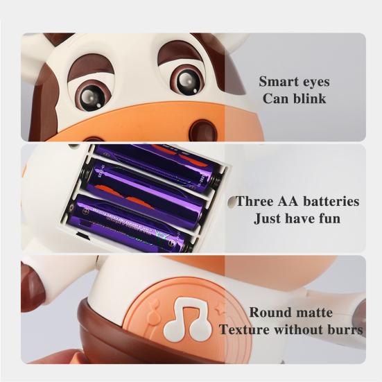 1/2Pcs Kids Electric Cow Toy with LED Light Music Singing Dancing Cartoon Dairy Cattle Toy Toddlers Interactive