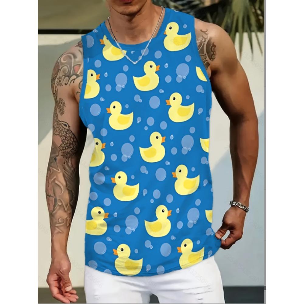 New Fashion Casual Versatile High-quality Graffiti Style Men's Round Neck Vest Outdoor Sports Fitness Comfortable Breathable Vest