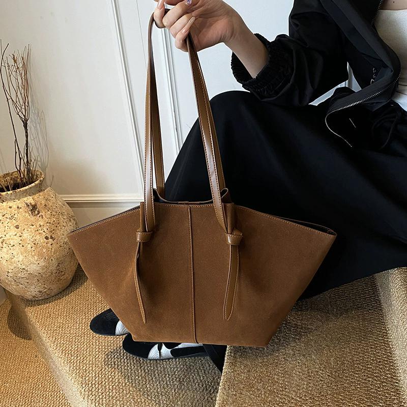 Light Luxury Brand Designer Wing Bag Frosted Suede Tote Bag Solid Color Versatile Large Capacity Women Storage Underarm Bags
