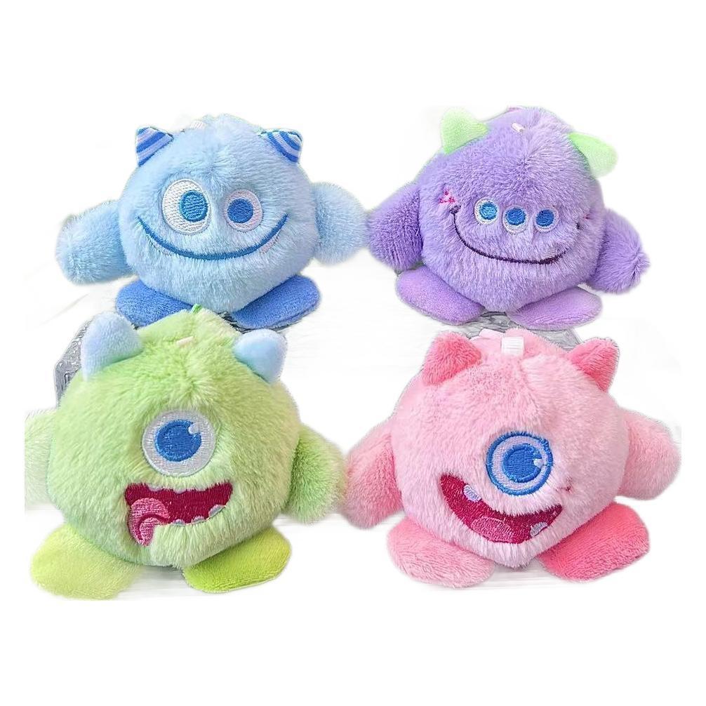 Charming Eyed Three Plush Monster Keychain Cute Backpack Pendant Adorable Gift Toy