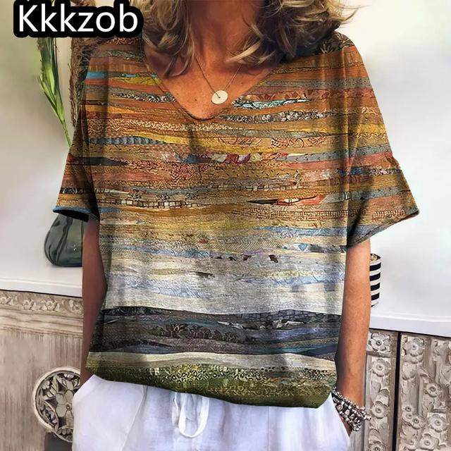Damska koszulka z krótkim rękawem i dekoltem w serek, mały motyl, nadruk 3D, topy damskie, luźna, oversize'owa koszulka Street Beat