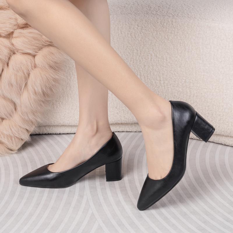 Pointed Toe High Heels Pumps Women New Korean Style Pointed Shallow Mouth Thick Heel Shoes Sapatos De Mujer