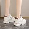Fashion Women's Mixed Color High-heeled Sneakers Breathable Mesh Heightening Vulcanized Shoes Women's Lace-up Thick-soled Sneakers