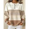 Women'S Four-Button Waffle Top, Waffle Long Sleeve Round Neck Henley Sweatshirt