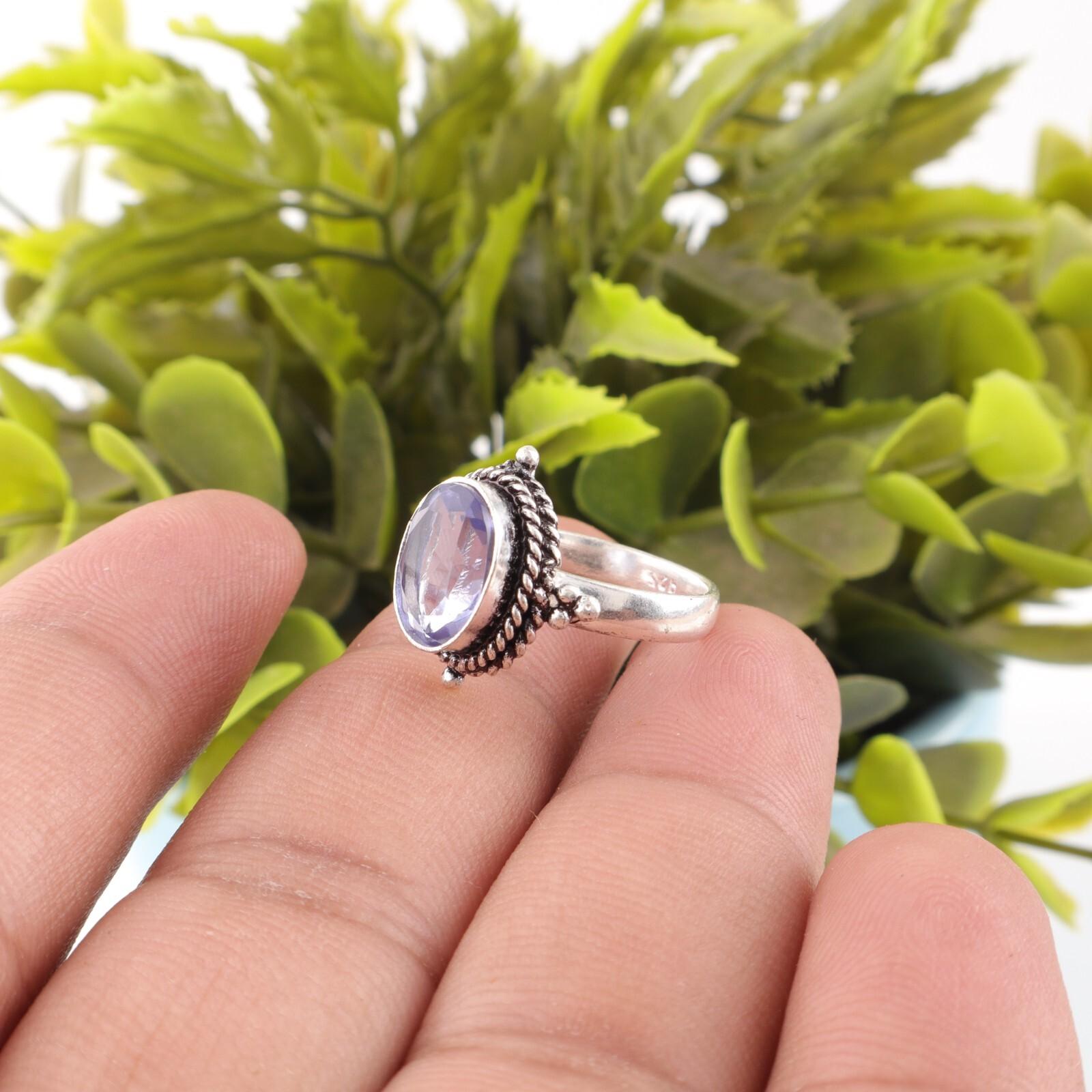 

Фиолетовый ИОЛИТ Драгоценный камень 925 Стерлинговое серебро Ювелирные изделия Ручной работы Кольцо-заявление для нее RR-9-9 9