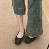 French Retro Ballet Flat Bottom Shallow Mouth Single Shoes Women's New Woolen Soft Sole Doudou Shoes One Pedal Ladyshoes