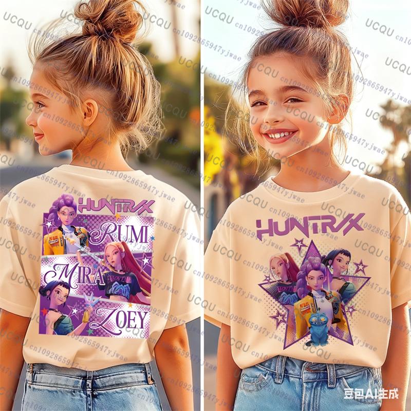 Kpop Demon Hunters Parent Child Halloween Kpop Demon Hunters TShirt Harajuku Casual Fashion Cotton Kid's Tshirt Cosplay Clothing