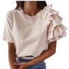 Fashion Women's Summer Ruffle Short Sleeves Round-Neck  Casual Tee Tops