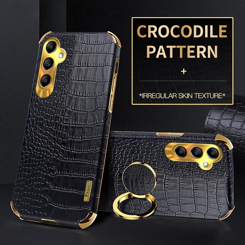 

Чехол A34 из крокодиловой кожи с держателем кольца, мягкий чехол для Samsung Galaxy A54 A24 A14 A04 A04E M04 M14 M54 A33 A53 A73, чехлы