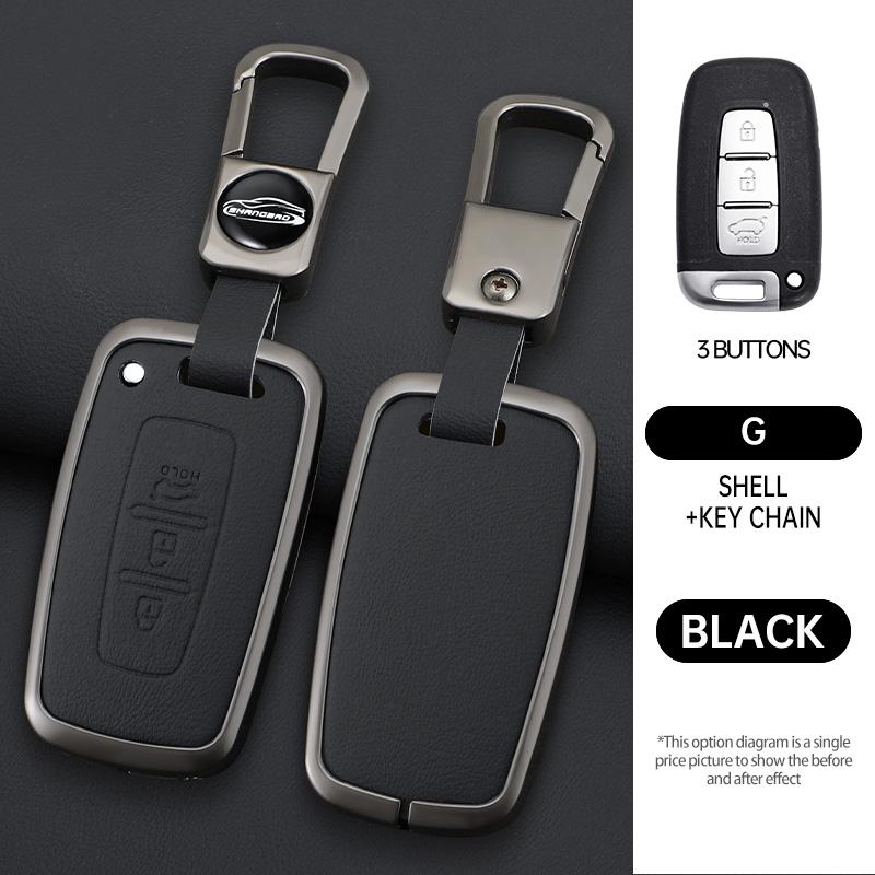 

Interior Mouldings Car Key Case Cover for Hyundai Genesis Coupe Sonata Ix35 for KIA Forte Sportage K2 K5 Zinc Alloy Leather Prot