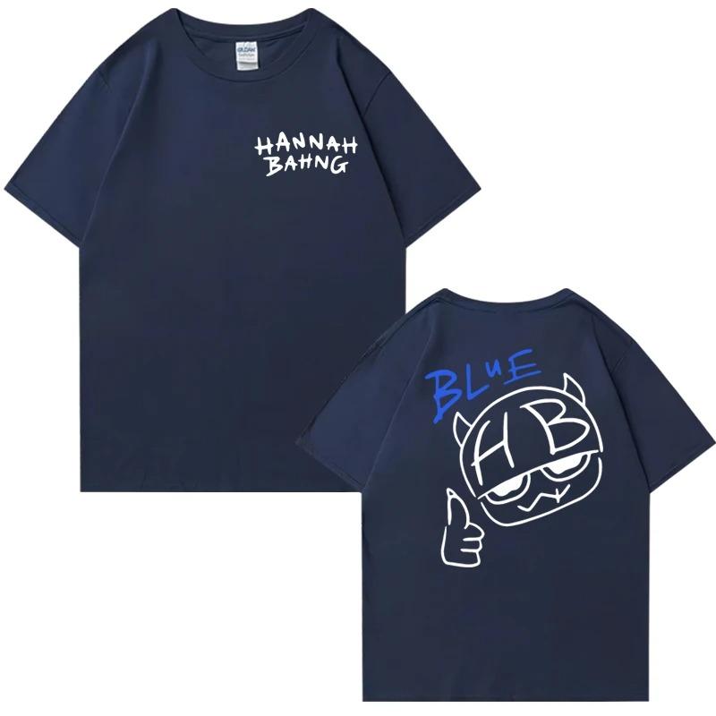 2026 New In Hannah Bahng Blue Double Sided Graphics T Shirt Men Women Harajuku Vintage Tops Unisex Cotton Short Sleeve T-shirts