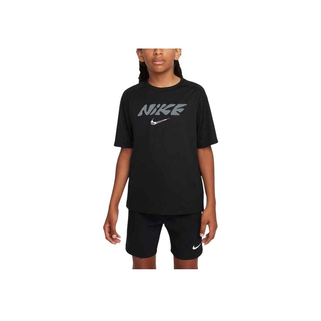 Nike T-Shirt Logo Letter Round Neck Short Sleeve Kids Tops Black HJ4454-010