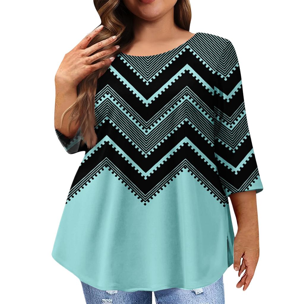 Women's Fashion Casual Round  Neck 3/4 Sleeve Oversized Top