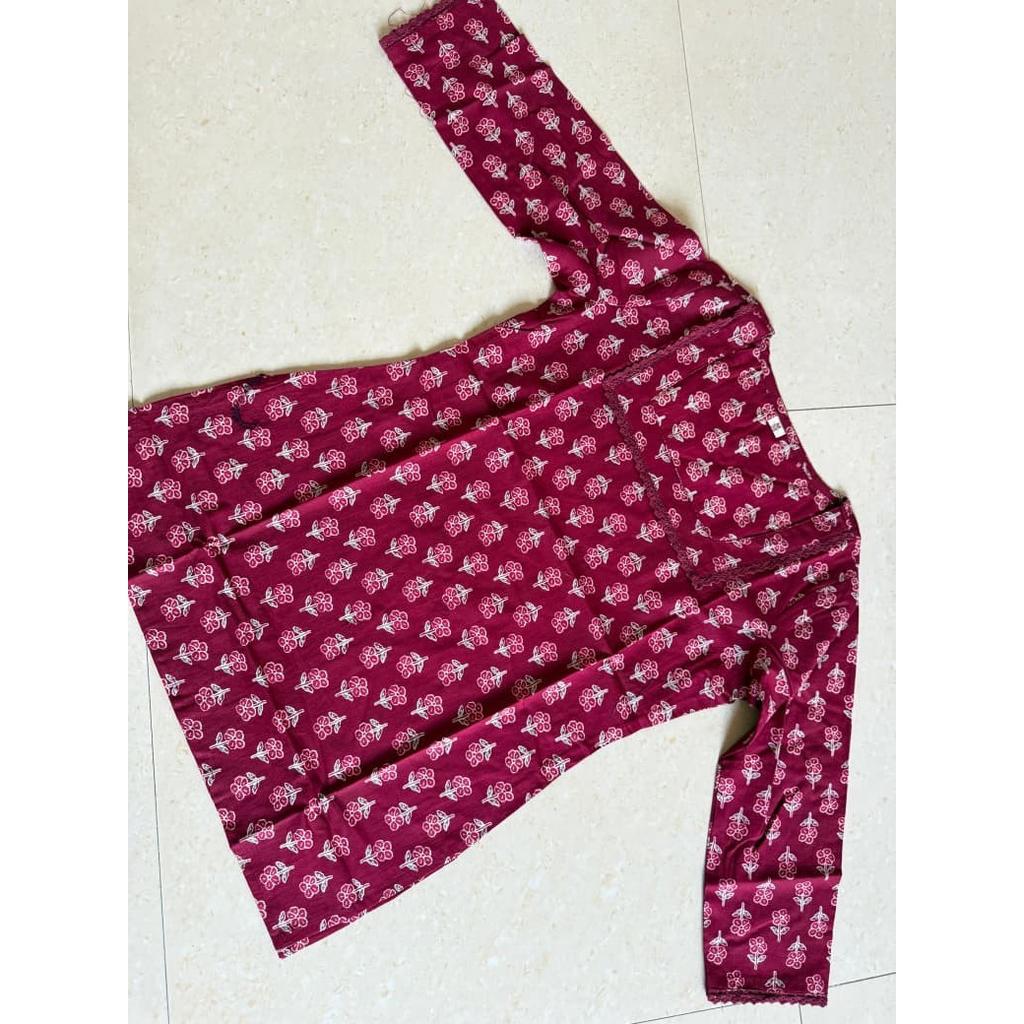 Floral Printed Pure Cotton Top Tunic Kurti Women Office Wear Short Kurta Dress