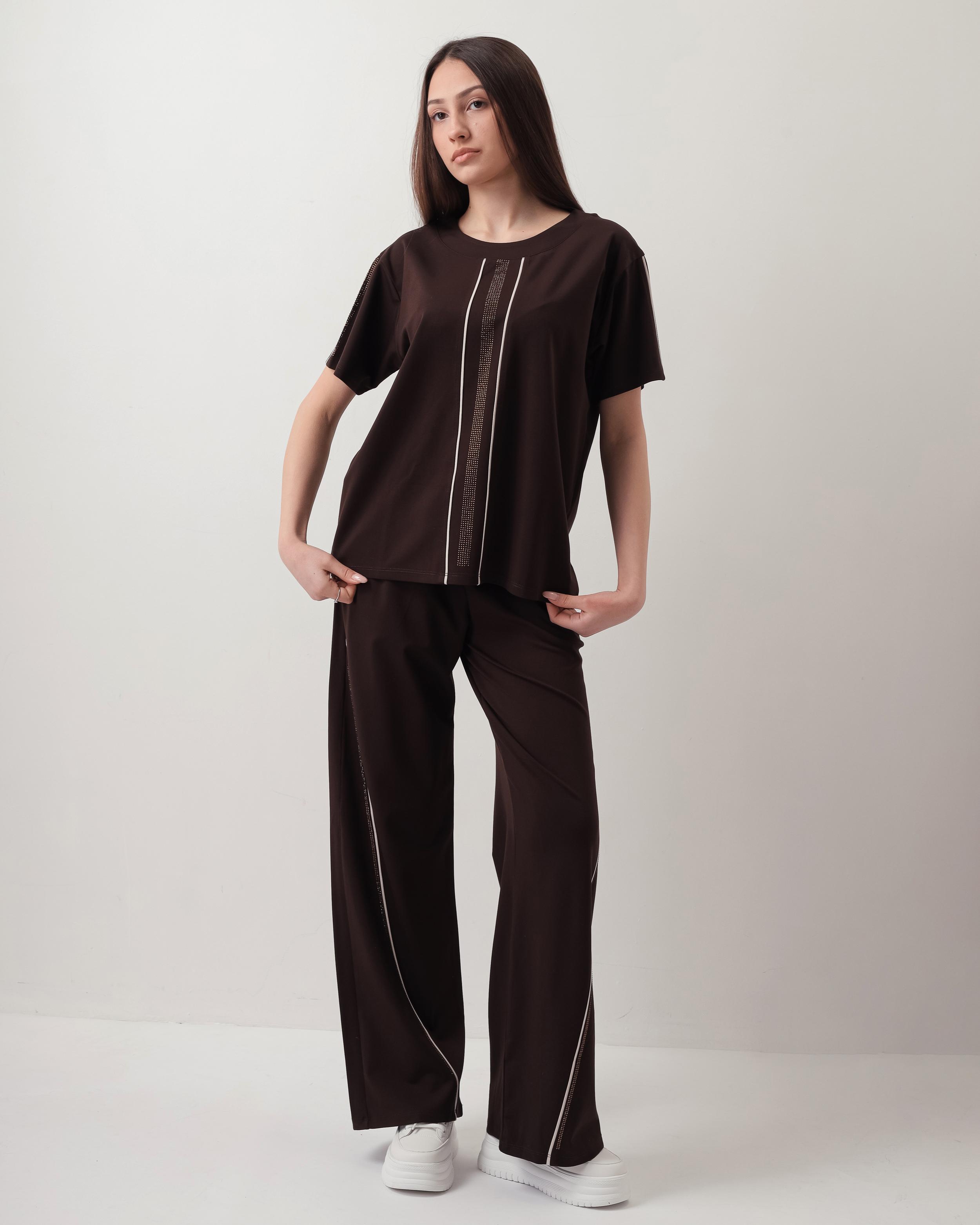 

Костюм женский Butella 26010 M коричневый (футболка, штаны) XL коричневий