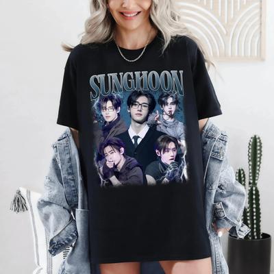 2026 Koszulka z nadrukiem wzoru Sunghon Kpop dla kobiet, Top w koreańskim stylu, Bawełniany T-shirt unisex z krótkim rękawem na wiosnę/lato