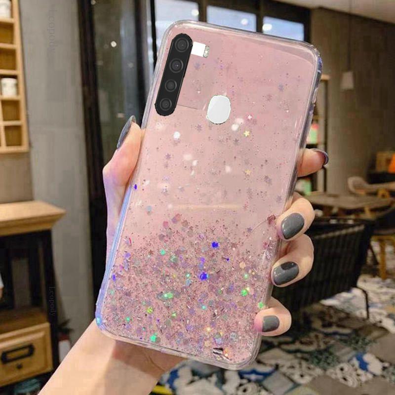 Bling Glitter Phone Case For Samsung Galaxy A21 A215U A215W A215DL Silicon Soft Case Full Cover For Samsung A 21 215U Back Cover