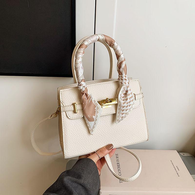 

Новый высококачественный шелковый шарф с узором личи, сумка-шоппер через плечо для женщин белый