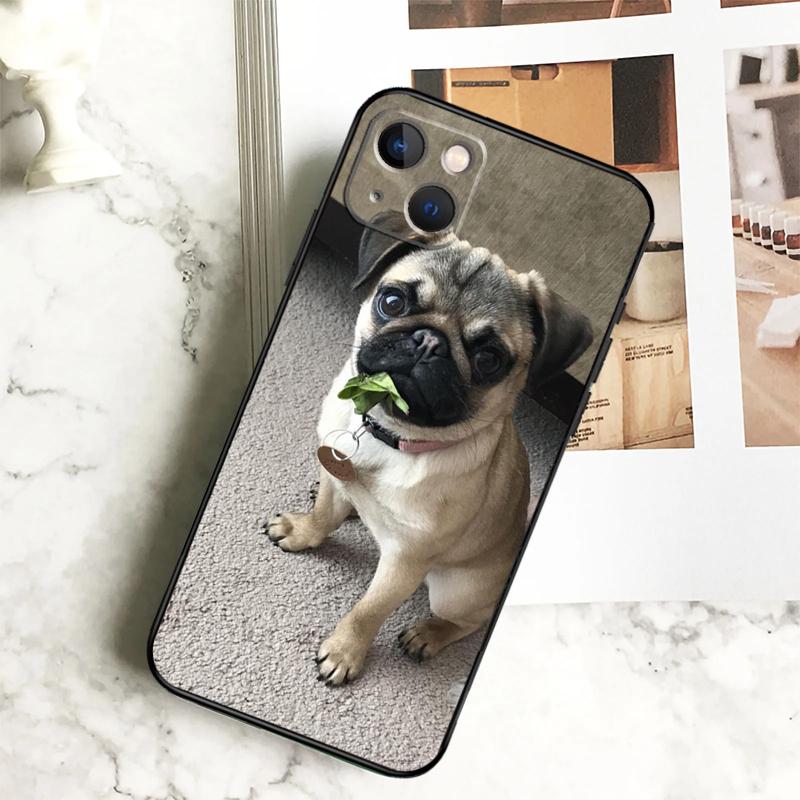Süßer Mops Hund Hülle Für iPhone 15 16 13 12 Mini 11 14 Pro Max 7 8 Plus X XR XS Max Handyhülle