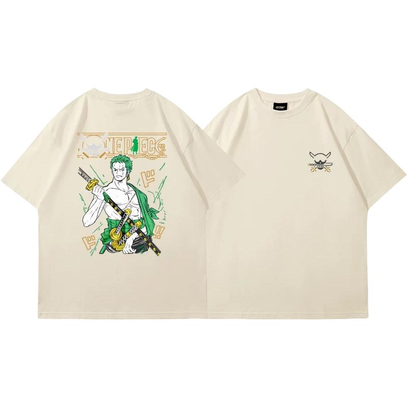 One Piece Swordsman Emblem Cyber Y2K TShirt Men Women Cotton Anime Tee Breathable Loose Fit Short Sleeve Streetwear