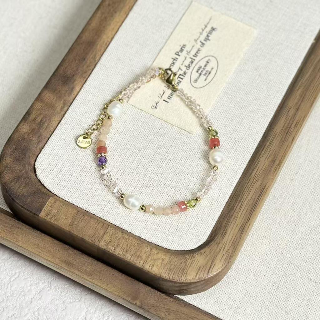 Retro Natural Stone & Freshwater Pearl Necklace - High-End Clavicle Chain for Women