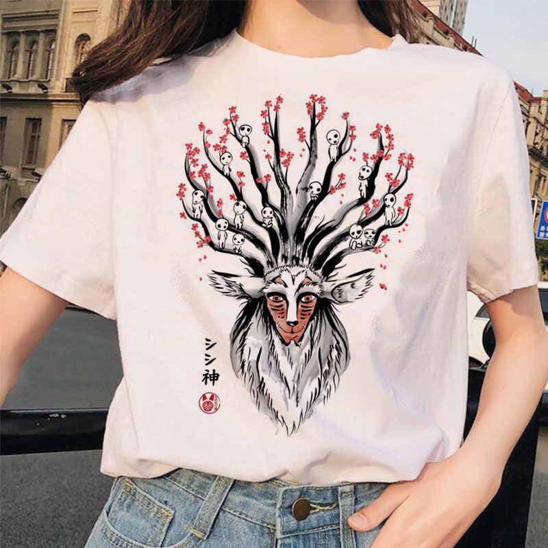 

Totoro Унесенная Студия Ghibli Femme Футболка Японские женщины Ульцзанг Футболка Аниме Миядзаки Хаяо Женская футболка Харадзюку 90-х