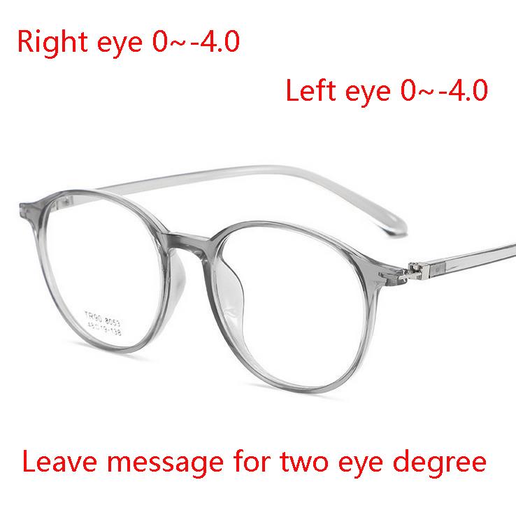 Transparent Round Nearsighted Glasses Women 1.56 Aspherical Lens Prescription Spectacle Men Diopter 0 -0.5 -1.0 To -4.0
