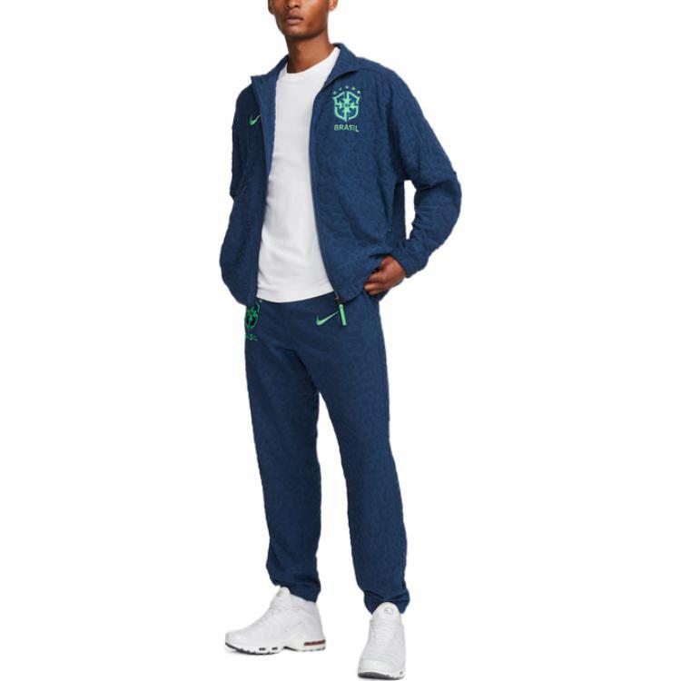 Nike Logo Print Solid Soccer Track Jacket Men Outerwear Blue DX2045-490