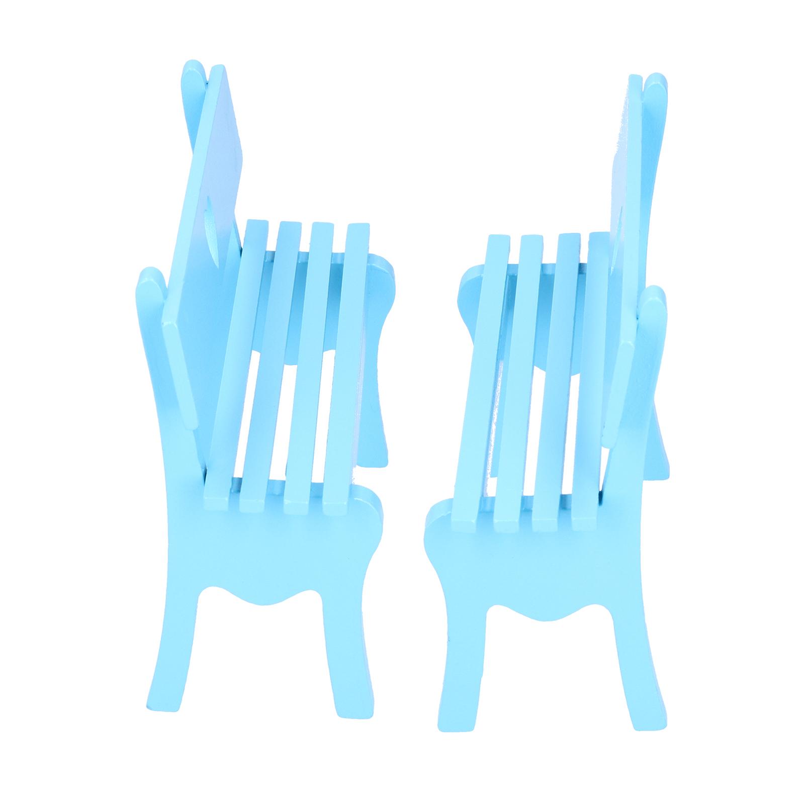 

2Pcs Wooden Decorative Small Chair Originality Wooden Craft Decoration for Home OfficeBlue синий