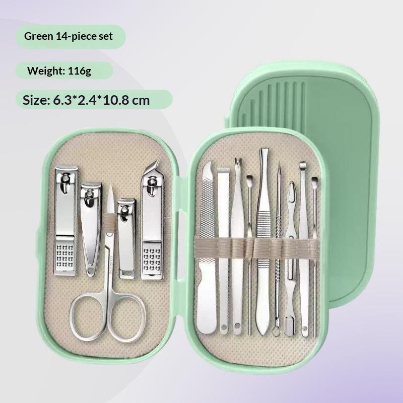 14 Pcs Deluxe Manicure & Pedicure Set Stainless Steel Nail Scissors, Clippers, Ear Digging Spoon For Men & Women