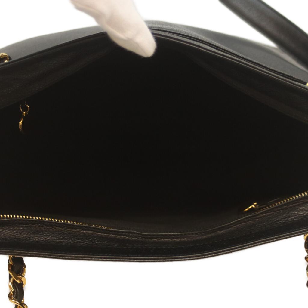 CHANEL No. 2 Black Caviar GHardware Triple Coco Chain Tote Tote Bag blackUsed