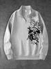 Mens Quarter-Zip Pullover Long Sleeve Mock Neck Sweatshirt Unsex Y2K Gothic Printed Vintage Tops