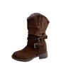 Retro belt buckle Martin boots women's new autumn versatile inner height increase western thick heel medium tube stack short boots