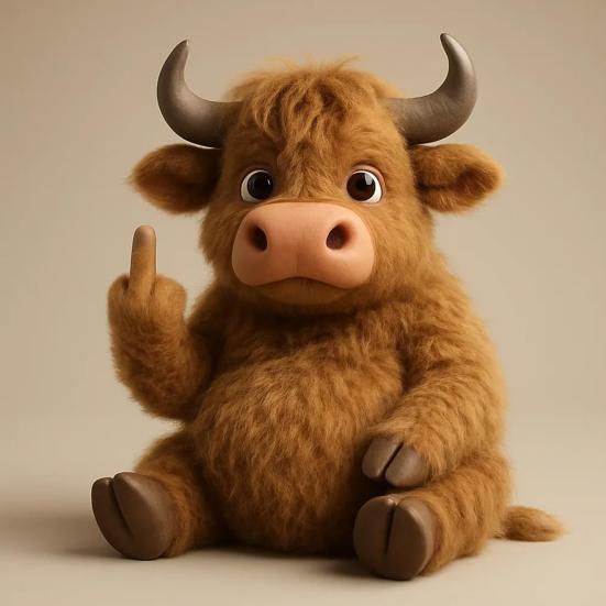 Flip-off Animal Doll Middle Finger Highland Cow Plush Toy Stuffed Sassy Panda Cat Dog Collectible for Home Office Desktop Decor
