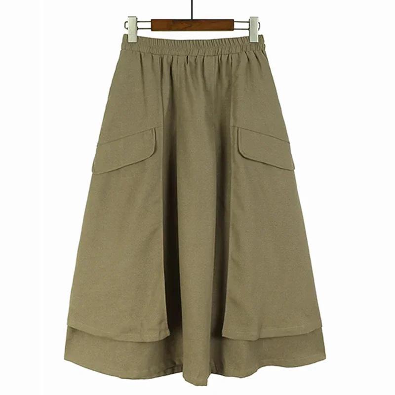 

XITAO эластичная талия нерегулярной юбки трапециевидной формы, модная повседневная однотонная женская юбка HQQ1983 One Size хаки