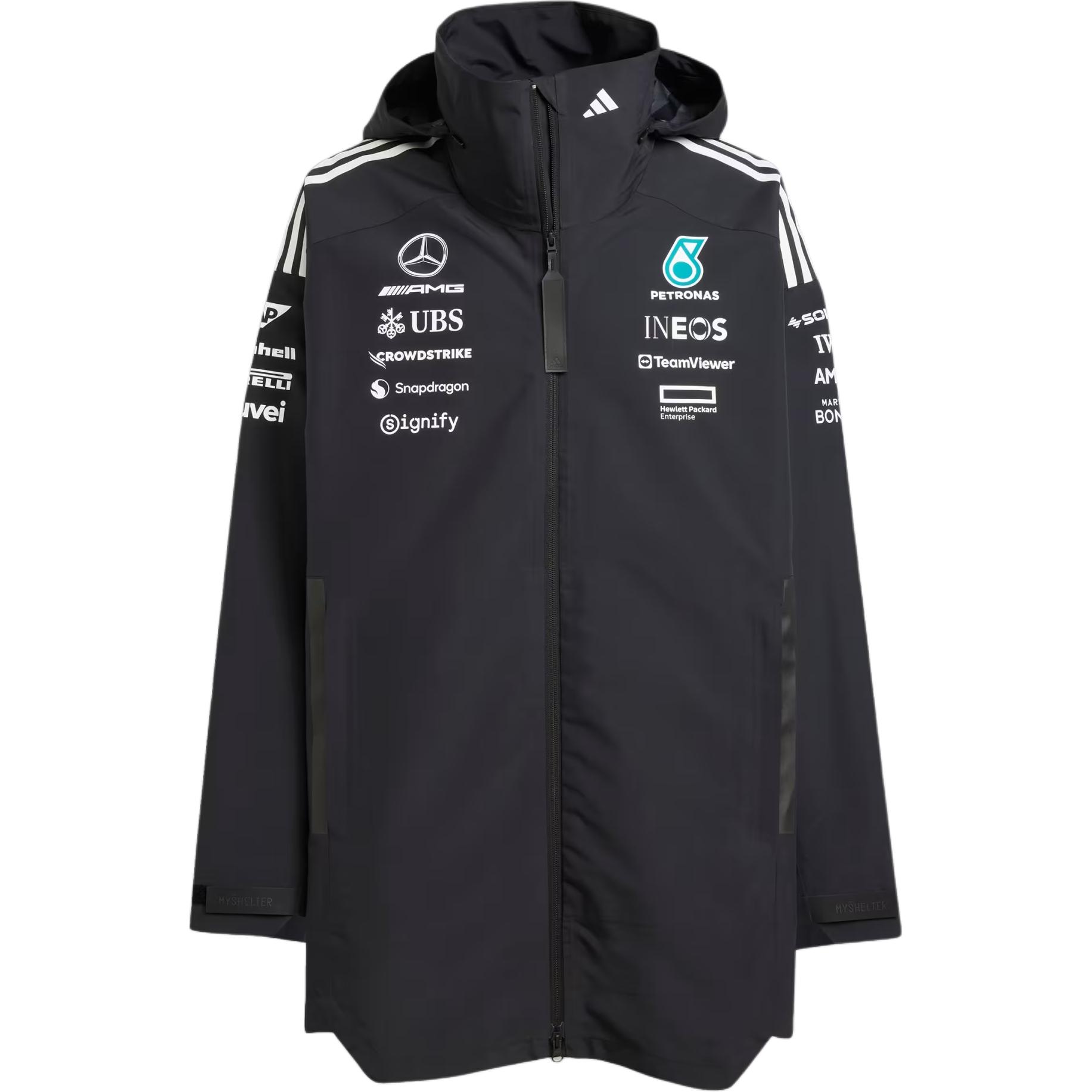 

Новая куртка Adidas x MERCEDES AMG PETRONAS F1 TEAMMYSHELTER SS25 Motorsport Мужская Черная/Белая JZ7401 L