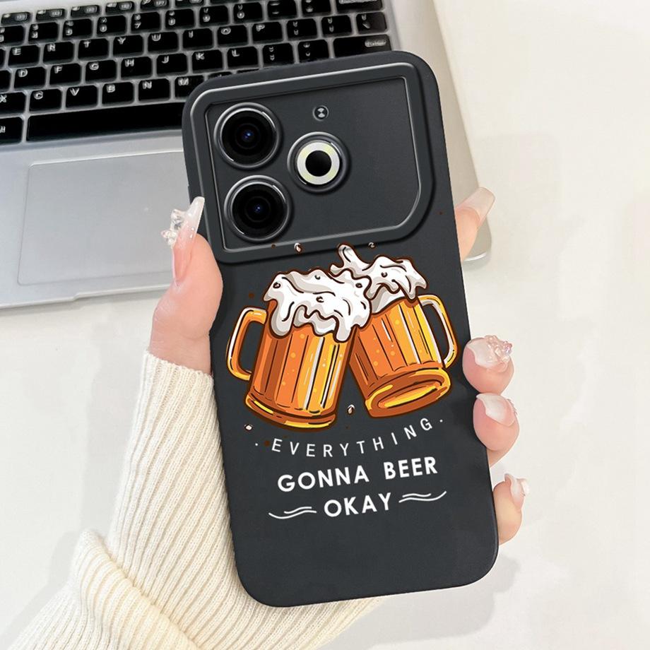 For Tecno Pova 6 Neo Pova6Neo Case Liquid Silicone Soft TPU Back Cover 2024 Fashion Phone Funda Gothic Black Night Bumper