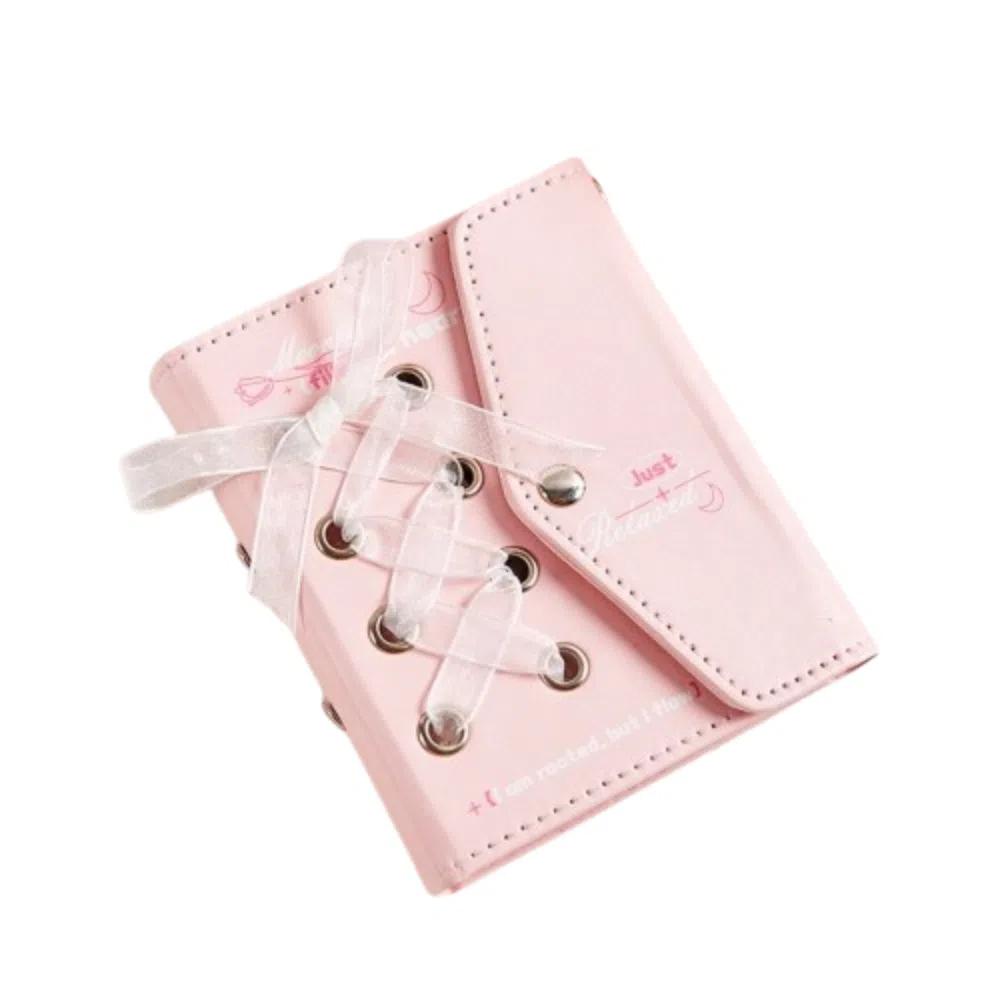 

Альбом для фото из ПУ кожи для 3-дюймовых карточек, чехол для фотографий, лента-бант, для фотокарточек, для хранения коллекционных карточек розовый