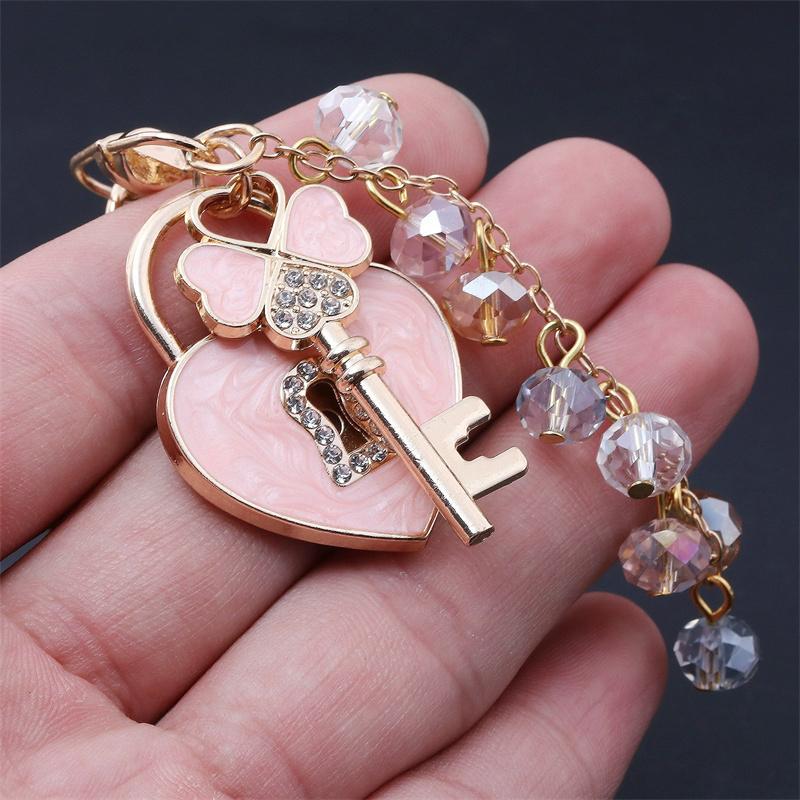 Handmade Luxury Charm Pearl-Tassel Love Pendant Cute Rhinestone Sweet Creative Bag Accessory Bag Charm