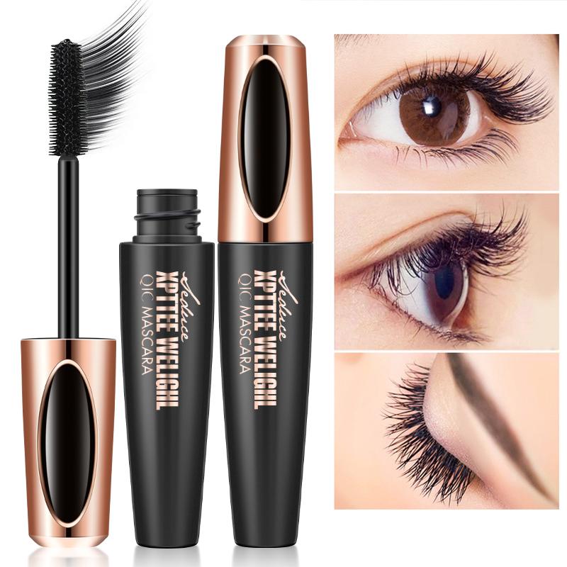 Mascara 4D che allunga ciglia impermeabili mascara per occhi volume nero con fibre di seta pennello strumento per trucco ciglia cosmetici