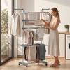 Foldable 4-Tier Clothes Drying Rack with Wheels, Side Wings and Steel Frame, Grey