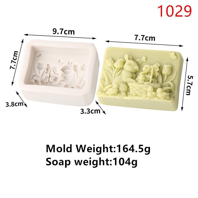 Easter Flower Rabbit Silicone Soap Mold DIY Happy Cute Rabbit Flower Pattern Butterfly Animal Relief Chocolate Cake Decor Gift