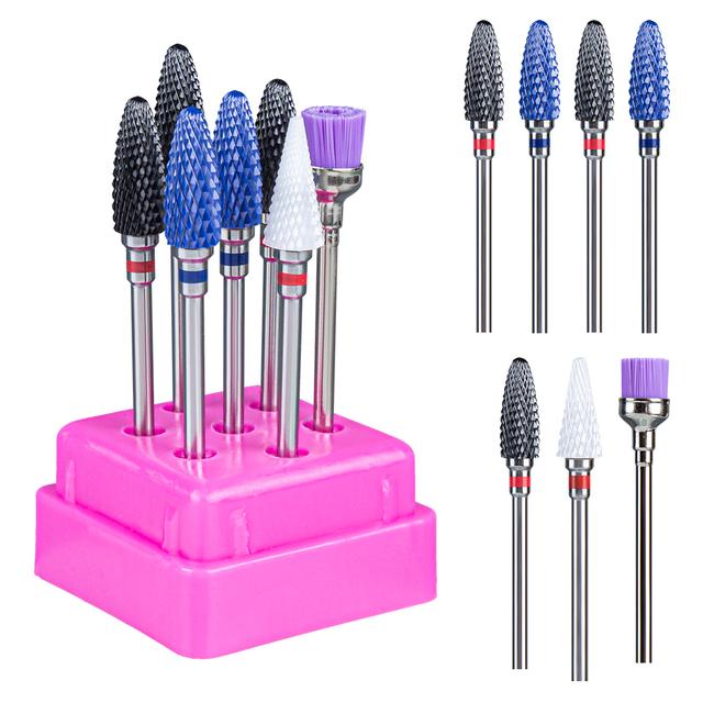7pcs Ceramic Nail Drill Bits Set Milling Cutter for Manicure Machine Accessories Rotary Burrs Pedicure Cutter for Remove Gel Bit